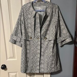 Like new CAbi Black and Gray Snakeskin Trench Coat